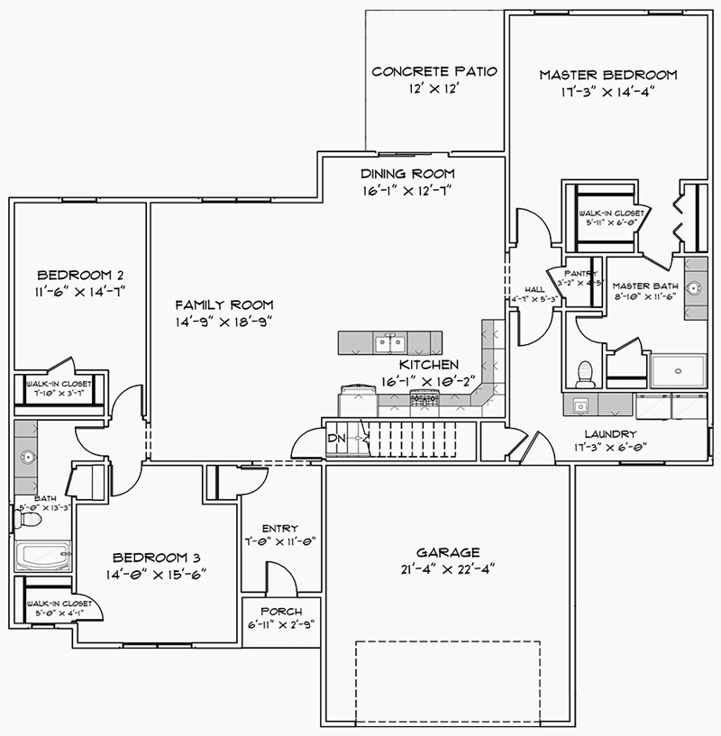 The Franklin floor plan with 2 car garage