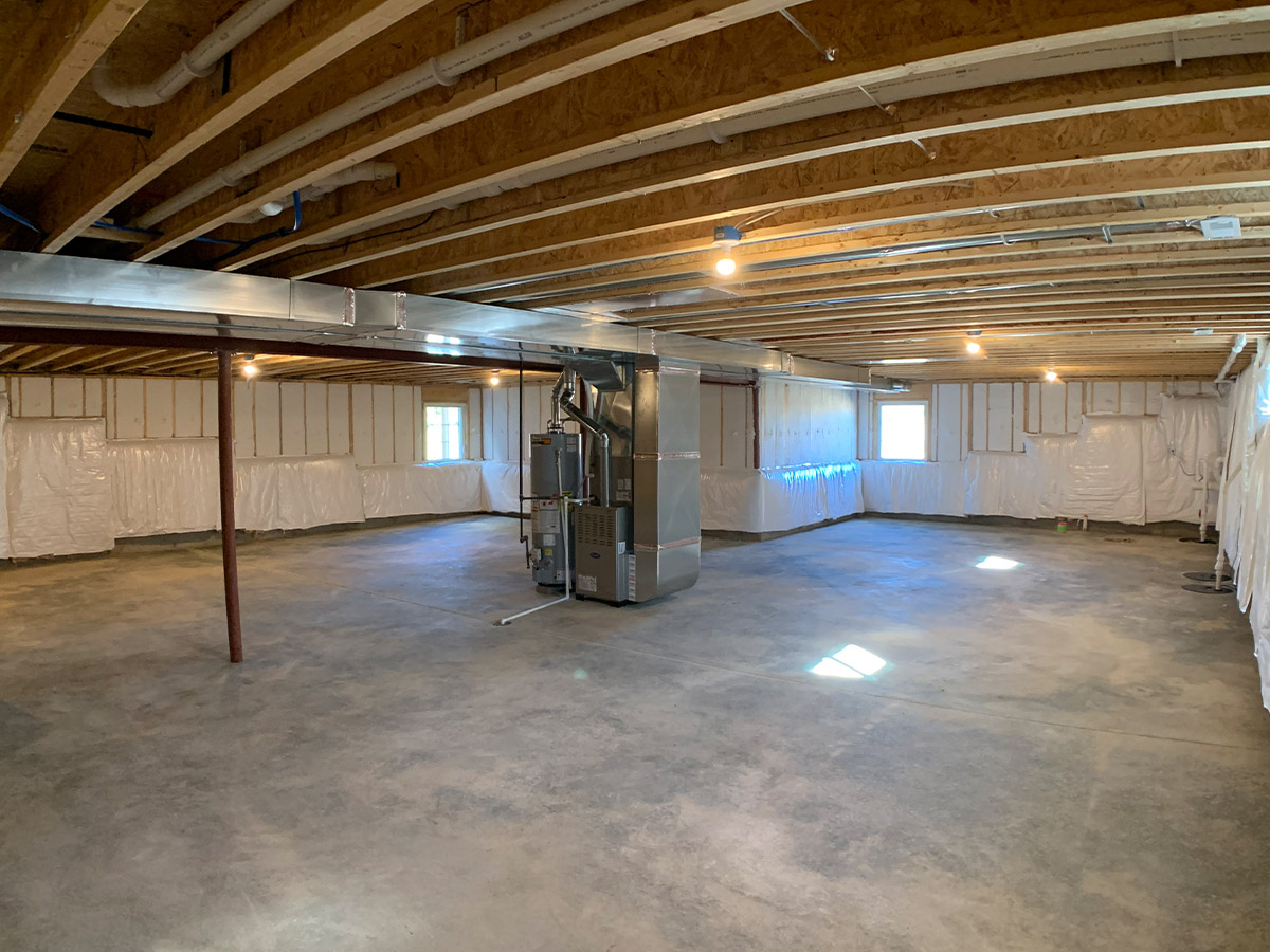 Unfinished basement with furnace