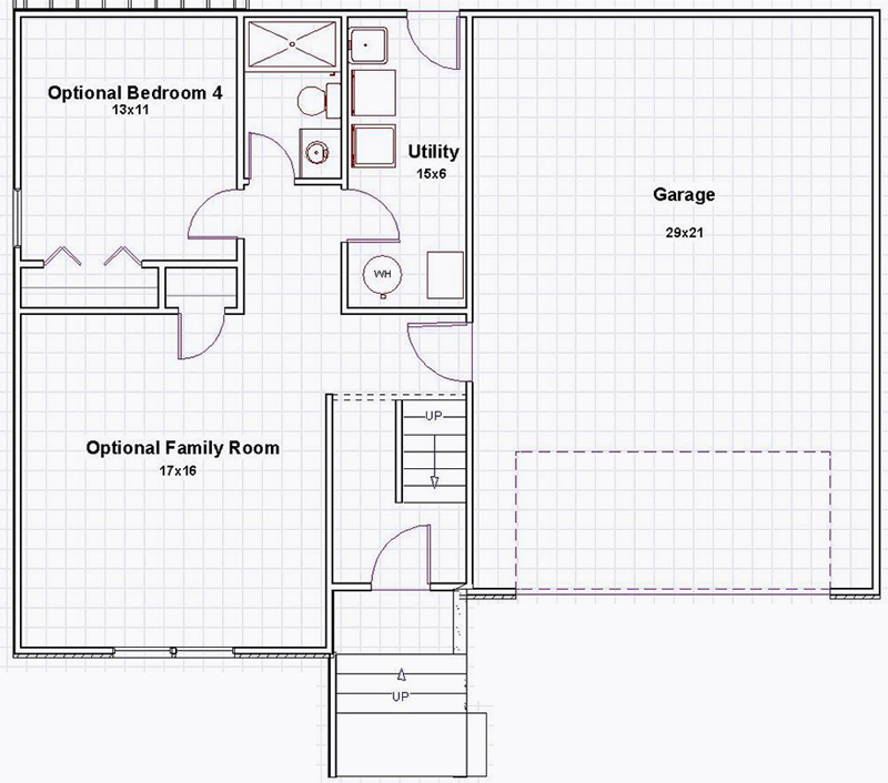 The Wolcott lower level floor plan